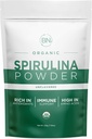 אבקת Spirulina אורגני 225g - 64 משרתות 3.5g גודל - USDA מוסמך - RAW Acent Dense מעל 70% חלבון Per משרת - Purest Source Vegan חלבונים - Superfood