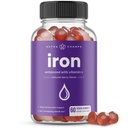 NutraChamps Iron Gummies עם ויטמין C - 20 מ"ג, תמיכה בתצורת תאי דם, 60 חניכיים טבעוניות עבור ברזל Deficiency & Anemia, אנרגיה, מיקוד, Immune Boost