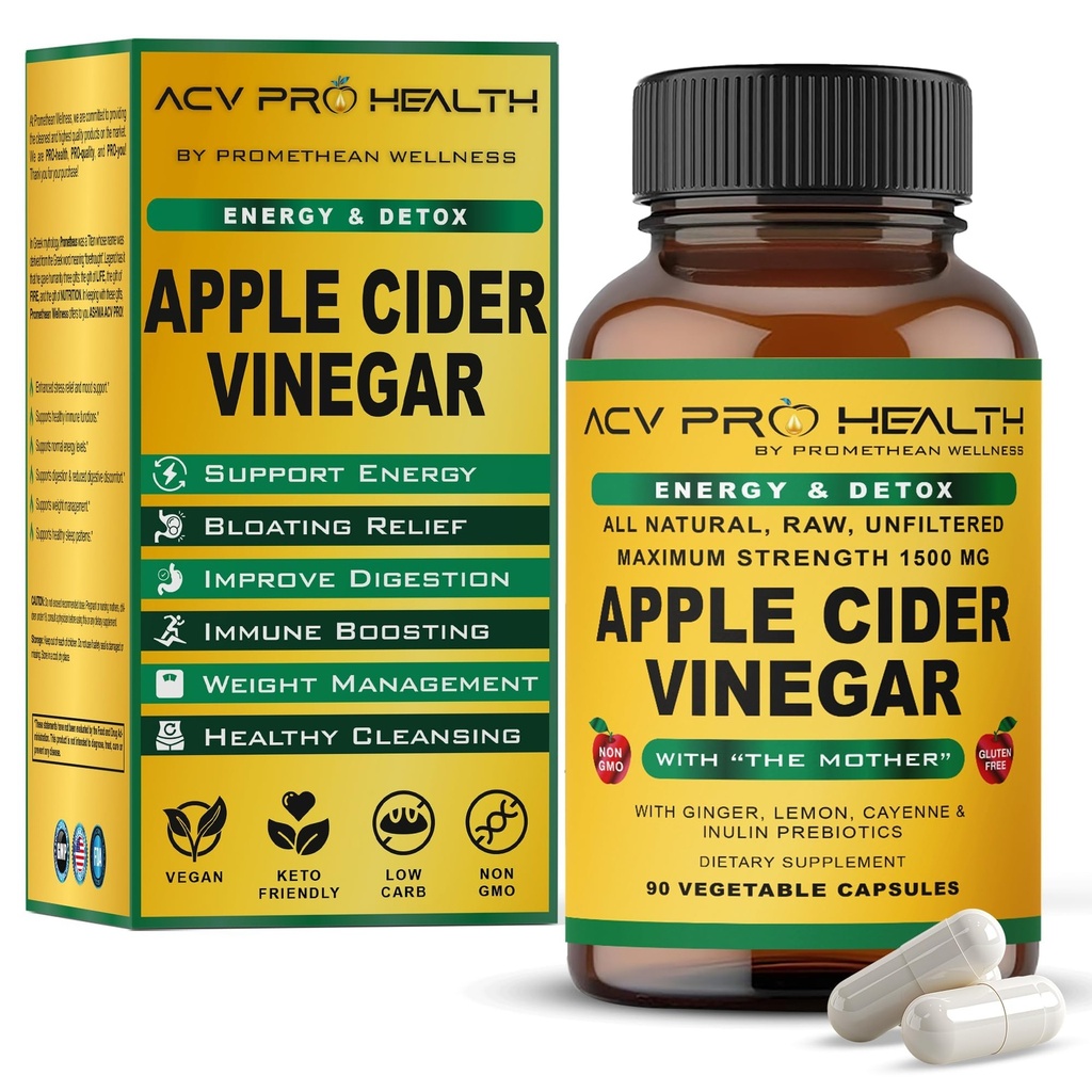 ACV Pro Apple Cider Vinegar קפסולות מוסמך אורגני עם אמא ACV גלולות Detox ניקוי החומצה Acid Reflux תמיכה תוספי ג'ינג'ר Root Cayenne Pepper אבקת