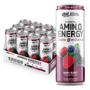 Optimum Nutrition Amino Energy Sparkling hydrotion שותה, אלקטרוליטים, קפאין, Amino Acids, BCAAs, סוכר חינם, ברי בורסט, 12 Fl Oz, 12 Pack