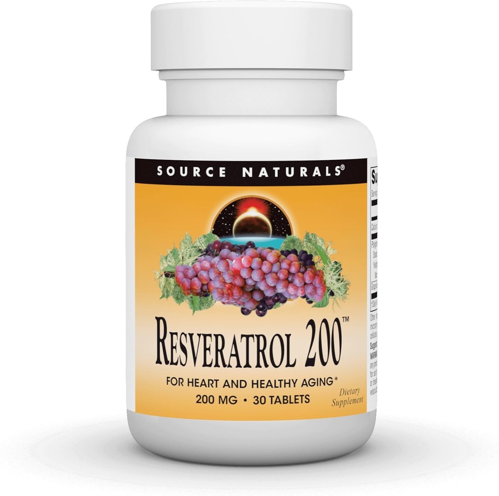 מקורות טבעיים Resveratrol, for Heart and Healthy Aging* 200 מ"ג - 30 טבליות