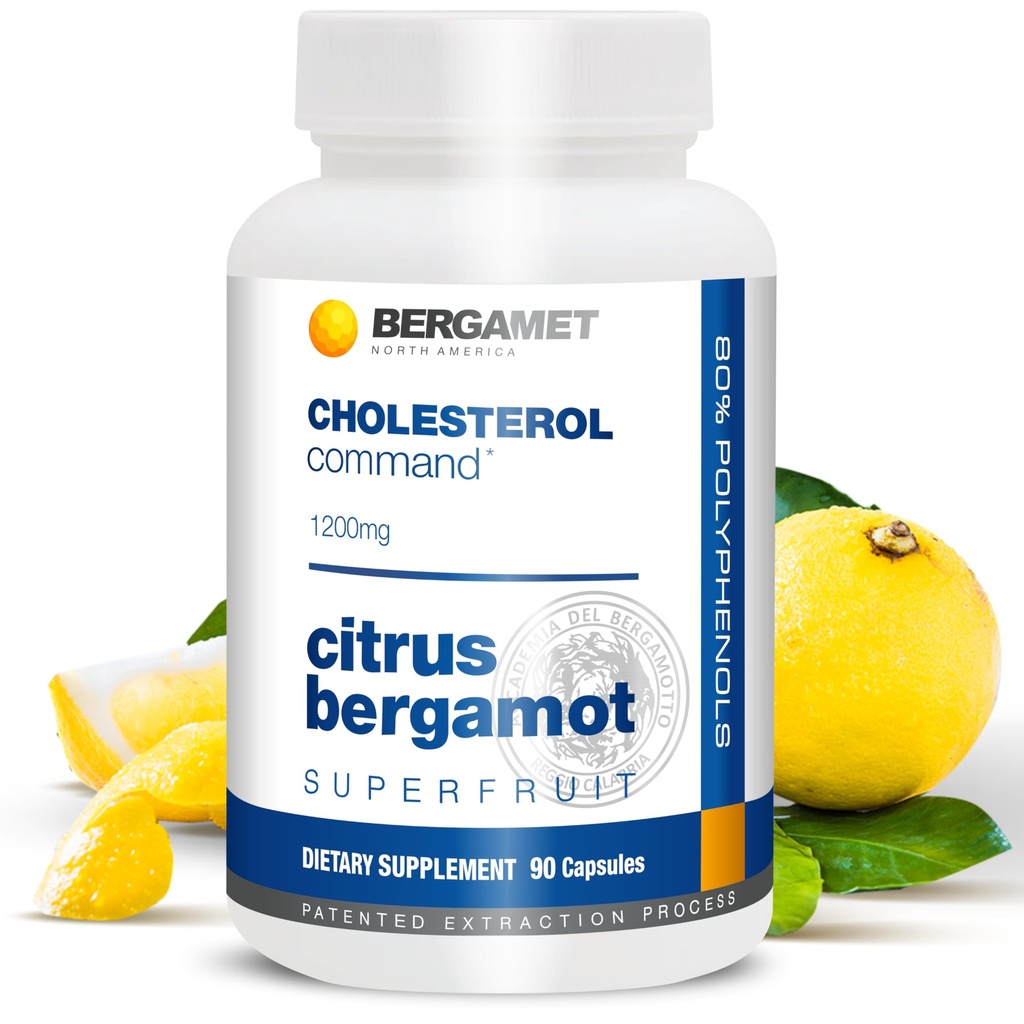 Cholesterol Command, Citrus Bergamot SuperFruit תוסף, 47% Bergamot Polyphenol Fraction (BPF) פטנט פורמולה, המיוצר בארה"ב, חודש אחד, 90 קפסולות
