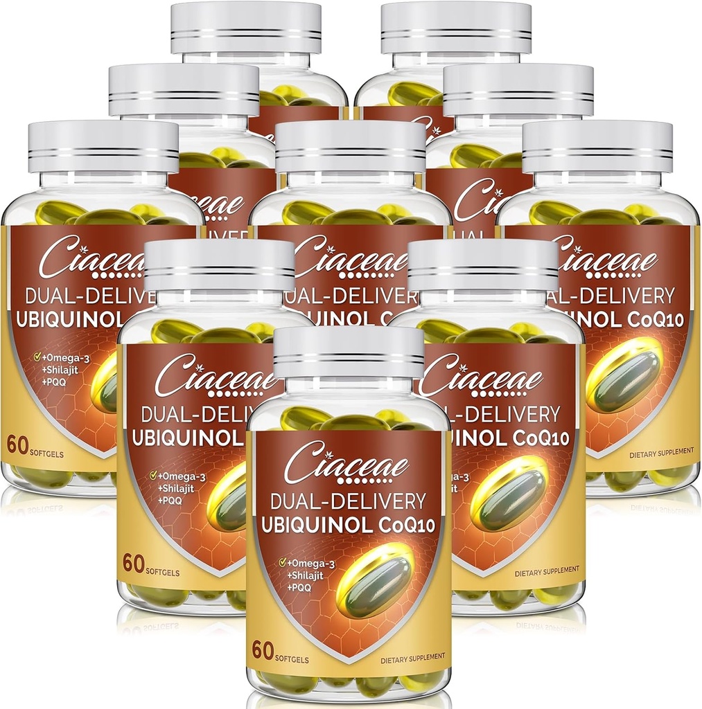 Ubiquinol CoQ10 600 MG Softgels עם אומגה 3 ו Shilajit & PQQQQ, מתקדם כפול-Delivery Coenzyme-Q10, Active CoQ10 Ubiquinol תוסף לפוריות, אנטי-חמצן, הלב, המוח והאנרגיה, 600 משרתי 600 המשרתים, 600 משרתות