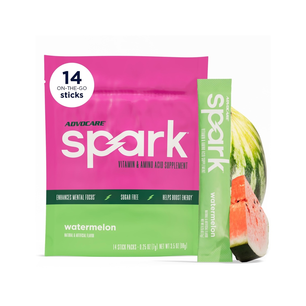 AdvoCare Spark - משקאות אנרגיה לערבב - ויטמין & Amino Acid תוסף - תומך אנרגיה & Focus * - Portable Immune Support * - Sugar-Free - Watermelon, 14 Stick Packs (3.5 oz)