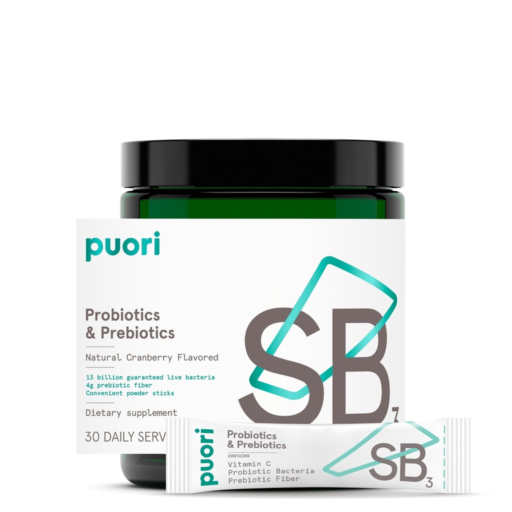 Puori Probiotics ו-Prebiotics Dietary Supplement - 13 מיליארד CFU X 30 משרתים - תמיכה Immune ו- Digestive Health - סיבים 4g, ויטמין C 200 מ"ג - חיידק SB3 Bifido, Lactobacillus Fermentumumus Fermentumumus Fermentumumumus Fermentumumumus Fermentumumumus Fermentum