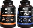 PURE ORIGINAL INGREDIENTS L-Tyrosine ו Magnesium Citrate Bundle, 365 קפסולות כל אחת, תמיד טהור, מעבדה מאומתת