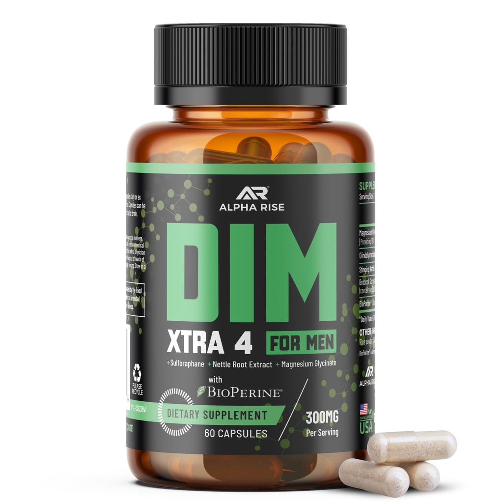 Premium DIM תוספת לגברים | Estrogen Blocker & Aromatase Inhibitor | Diindolylmethane, Nettle Root Extract, Magnesium Glycinate & Sulforaphane | הורמון ו- Liver Protection | 60 קפסולות