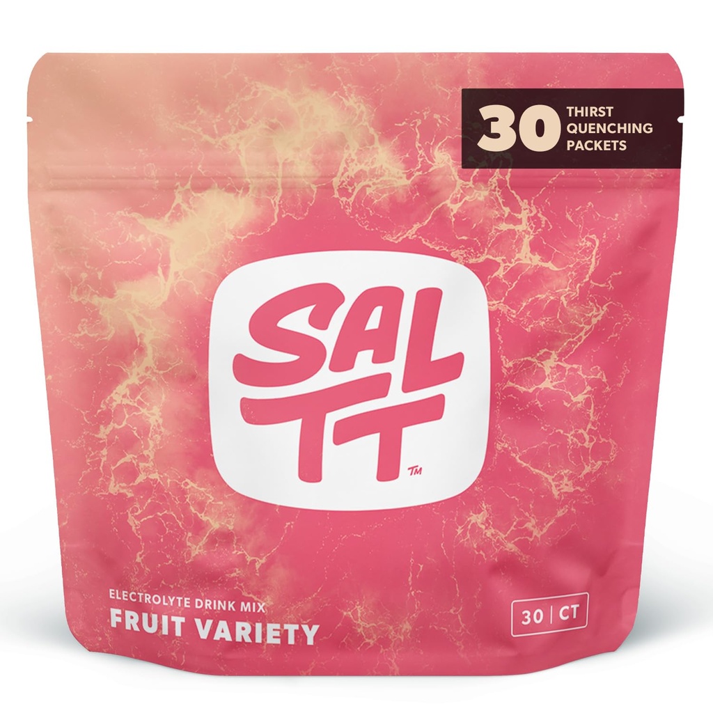 SALTT Electrolytes אבקת Packets, פירות Variety Pack (30 Packets) - Magnesium, Potassium, Sodium, Trace מינרלים - טבעוני, סוכר חינם, Gluten Free - Travel Essentials - Made in USA