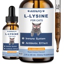 L-Lysine תוסף לחתולים - תמיכה תזונתית - 60ML Lysine for Feline Respiratory, Sneezing, Runny Nose, Eye Function - Natural Cat Antibiotic Drops - Roast Chicken Flavor