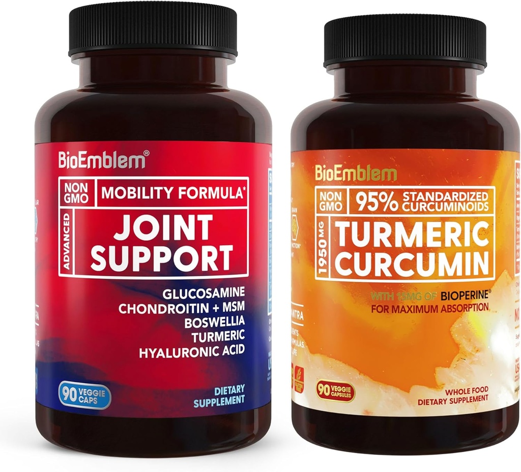 BioEmblem Turmeric Curcumin תוספת עם BioPerine ותמיכה משותפת