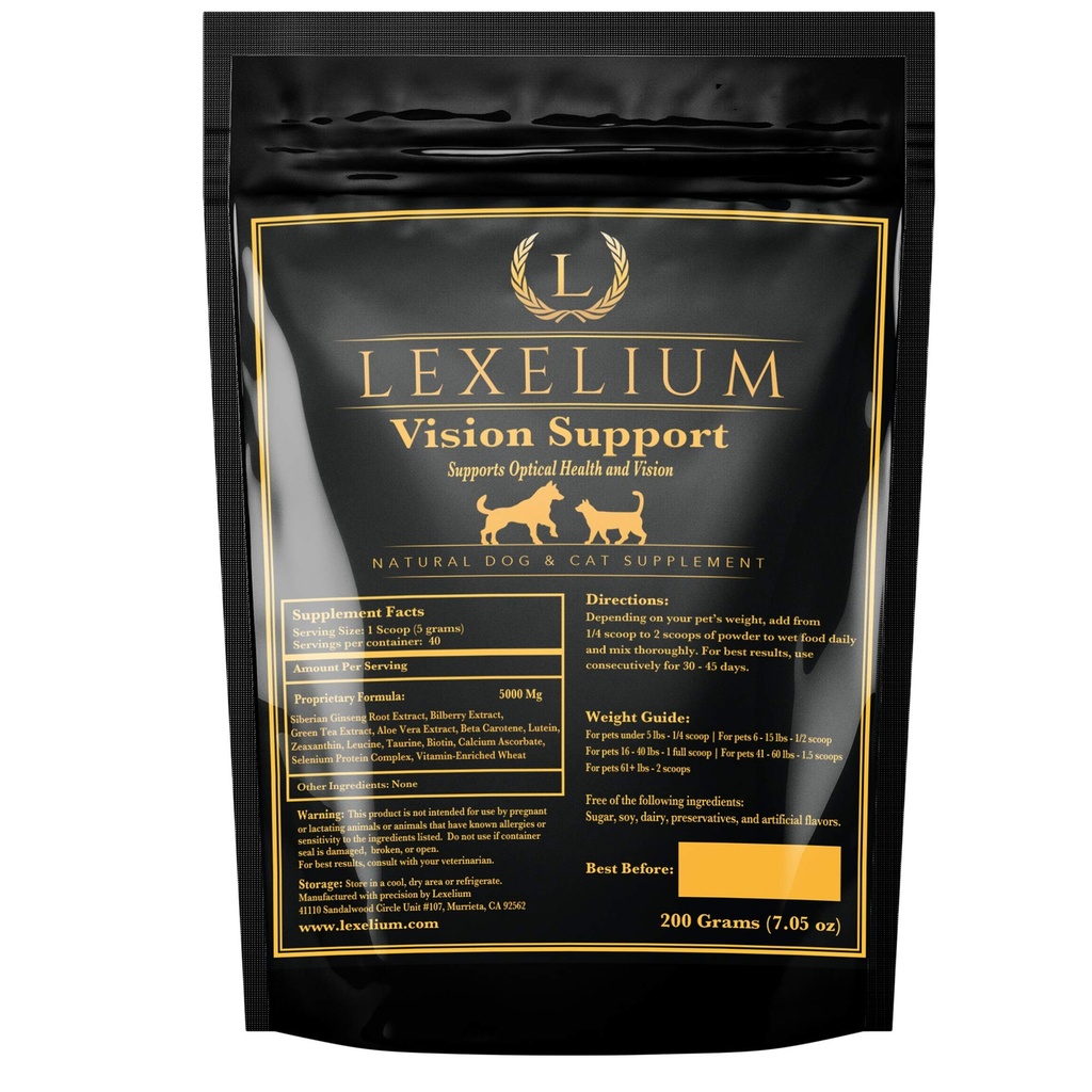 תמיכה בראייה ו- Eye Sight תוסף לכלבים וחתולים - Fortified with Zeaxanthin, Bilberry, Lutein, Beta Carotene - 200 גרמים
