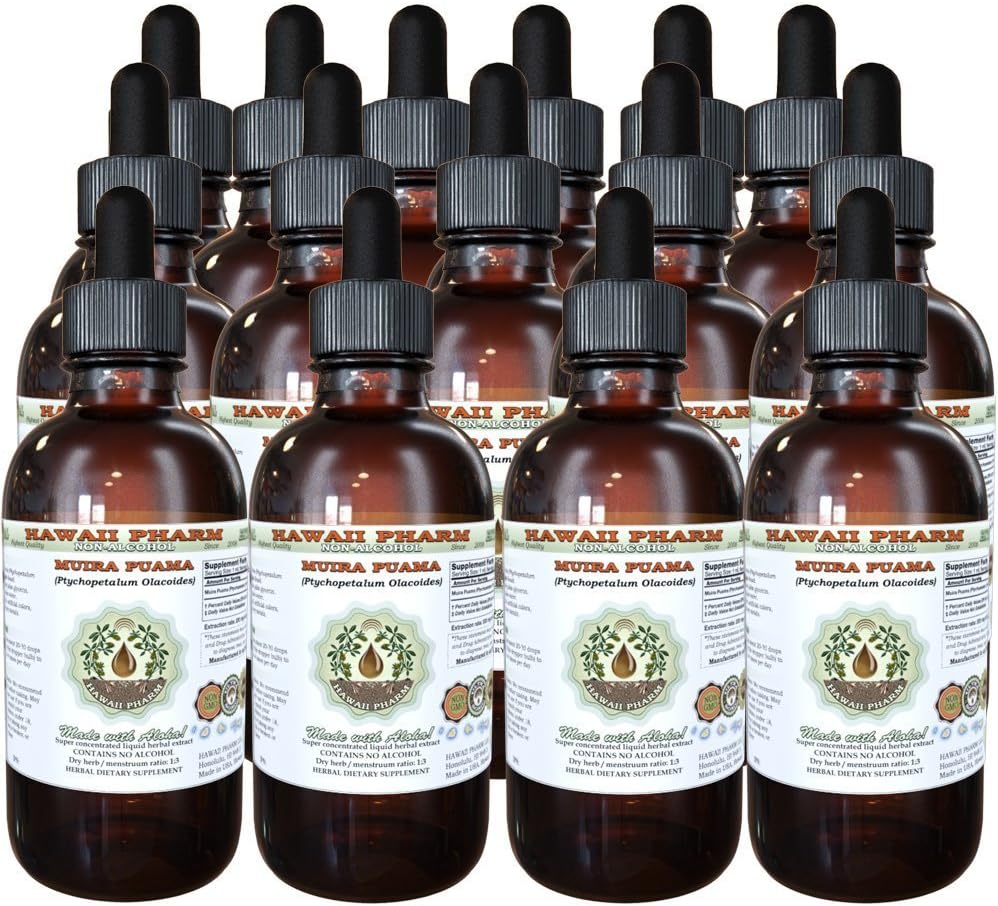 Muira Puama אלכוהול חינם לחלץ, אורגני Muira Puama (Ptychopetalum Olacoides) Glycerite טבעי צמחי מרפא, הוואי Pharm, ארה"ב 15x4 oz