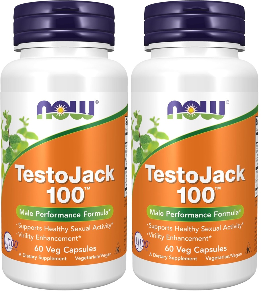 עכשיו תוספים, TestoJackTM 100 עם LJ100®, תמצית סטנדרטית של טונגקאט עלי (Eurycoma longifolia), Tribulus ו ZMA®, 60 ואג כמוסות (Pack of 2)
