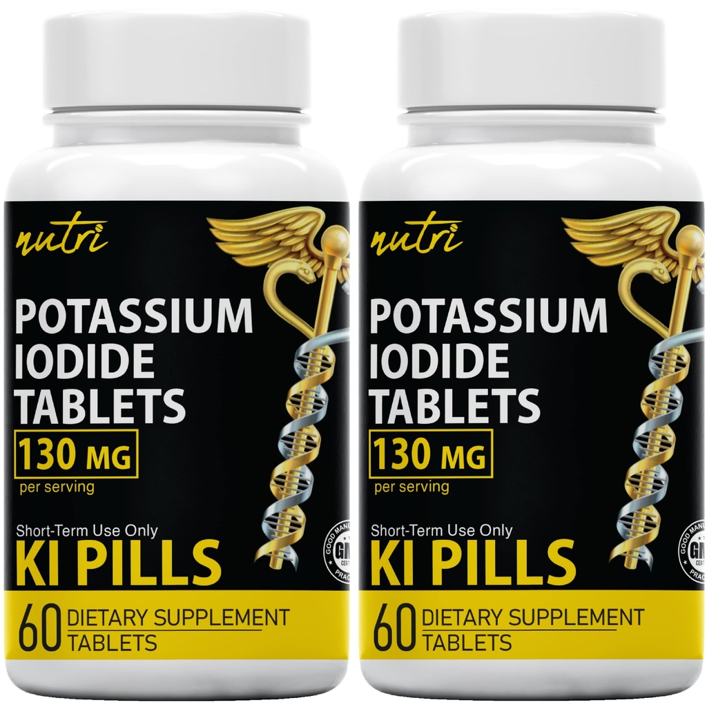 טבליות של Nature's Fusion Potassium Iodide 130 מ"ג (Pack of 2) - (120 טבליות) EXP 10/2032 - Ki Pills - יודור דה סיראסיו
