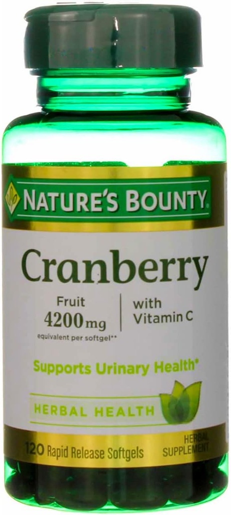 Nature's Bounty Cranberry פירות 4200 מ"ג, בתוספת ויטמין C Softgels, 120 ea (Pack of 5)