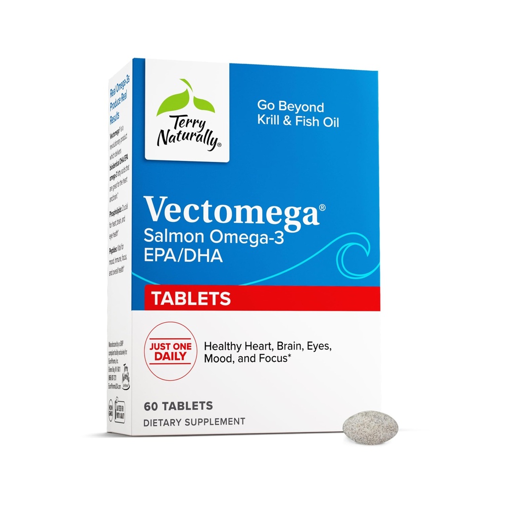 טרי באופן טבעי Vectomega - תוספת עם EPA & DHA - אומגה 3 טבליות עבור Brain & Heart Health תמיכה - תוספת תזונתית עם חומצות שומן חיוני ו פפפטידים - 60 טבליות