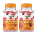 Probiotic 2 מיליארד CFU Kids + Zinc 25 מ"ג ילדים, חניכיים Bundle - גדול Tasting, ויטמין תוסף, Gluten Free, GMO חינם, Chewable Gummy