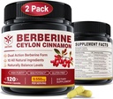 ברברין תוסף 1500 מ"ג עם Ceylon Cinnamon, Bitter Melon, בננה Leaf & Botanical Extract for Immune Support & Body Management, 10in-1 פורמולה עם Berberine HCL, Non-GMO, 240 קפסולות Veggie