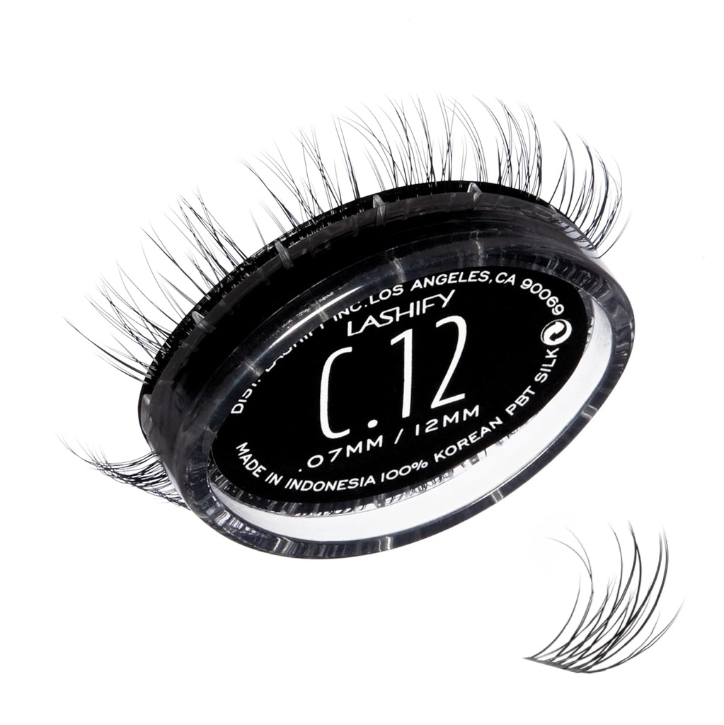 Lashify Curl 12mm Gossamer Eyelashs Refill, שחור, קל כוזב טיפות עבור מראה טבעי
