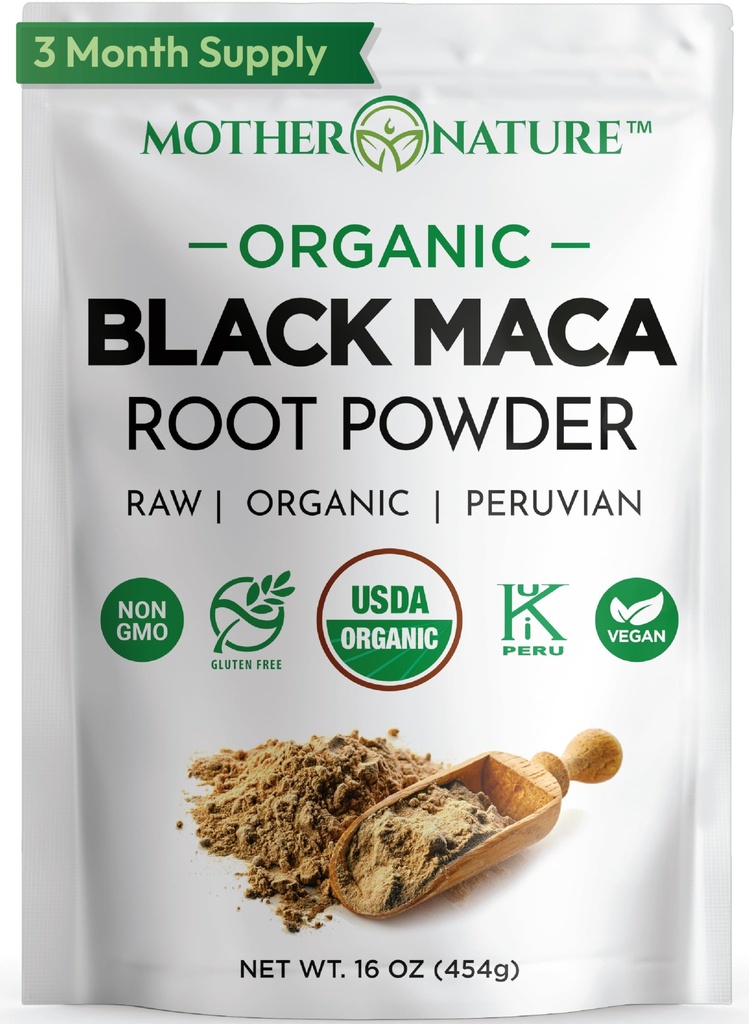 אורגני, Raw Provian Black Maca Root אבקת - Premium USDA מוסמך, אידיאלי עבור גברים ונשים, Boost Workouts, לשפר את התאוששות השרירים, Non-GMO, Superfood, 16 oz