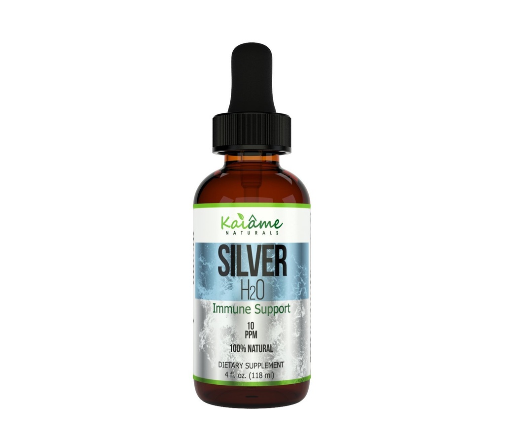 Kaiame Naturals Colloidal Silver, Ionic Silver Solution, 10 PPM, גדול 4 oz Dropper בבקבוק זכוכית, תוספת תמיכה טבעית, בטוח למבוגרים, ילדים וחיות מחמד