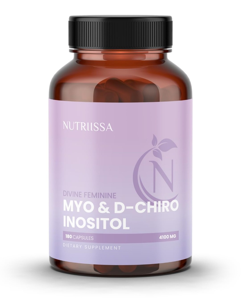 Nutriissa Divine Feminine – Myo-Inositol & D-Chiro Inositol Supplement for Women – 40:1 Ratio, 4000 mg + 100 mg – Hormonal Balance & Menstrual Cycle Support – Vegan Capsules – 180 Count