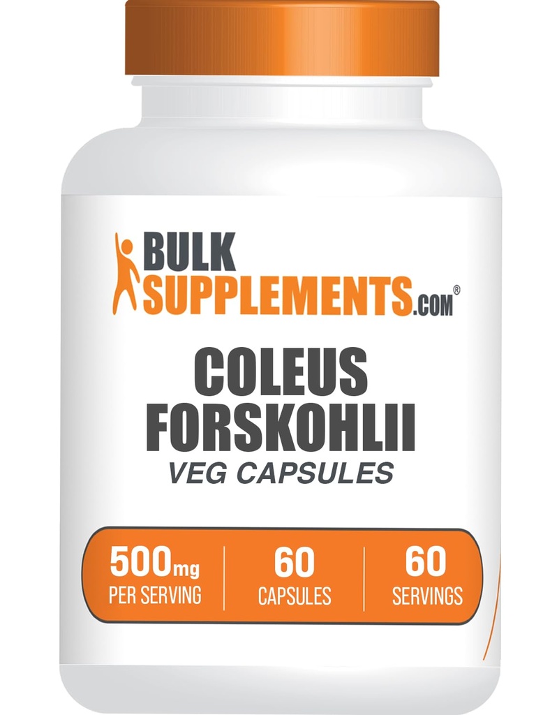 BulkSupplements.com Coleus Forskohlii לחלץ קפסולות - תוסף Forskolin, Forskolin קפסולות - תוסף צמחי, Gluten Free, 1 קפסולה לשרת, 60 קפסולות (Pack של 1)