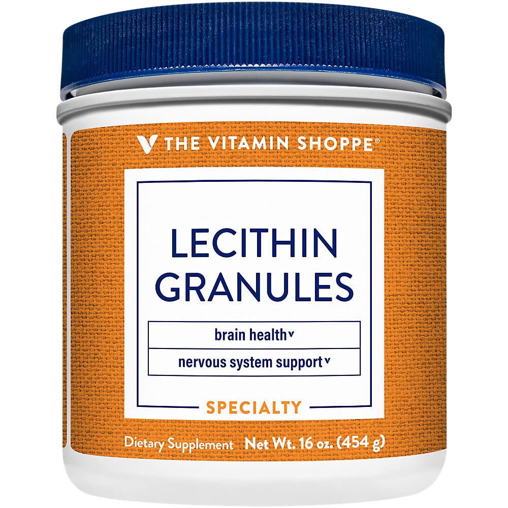 ויטמין Shoppe Lecithin Granules - שילוב טבעי של חומצות שומן חיוניות כדי לתמוך בתפקוד המוח ועצב, 100% Soy Based, פעם יומית (16 אבקת אוונס)