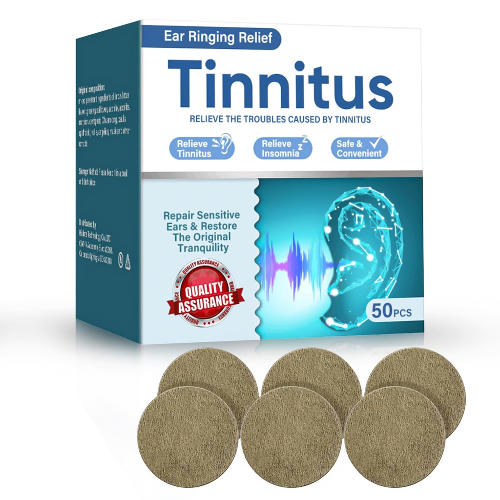 Tinnitus Relief for Ringing Ears, Tinnitus Relief Patches, 50 Pcs Support Ear Noise and Buzzing Relief, Natural Herbal Formula Protect Ear Health, Improve Hearing Comfort, Long-Lasting Effective