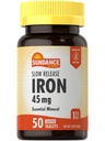 Sundance Iron 45 מ"ג גלולות שחרור איטיות | 50 טבליות | Essential מינרלים תוסף | Vegetarian, non-GMO ו- Gluten Free Formula