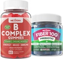 2 Pack Methylated ויטמין B Complex + 1 Pack סוכר חינם 10g Prebiotic סיבים, חניכיים למבוגרים