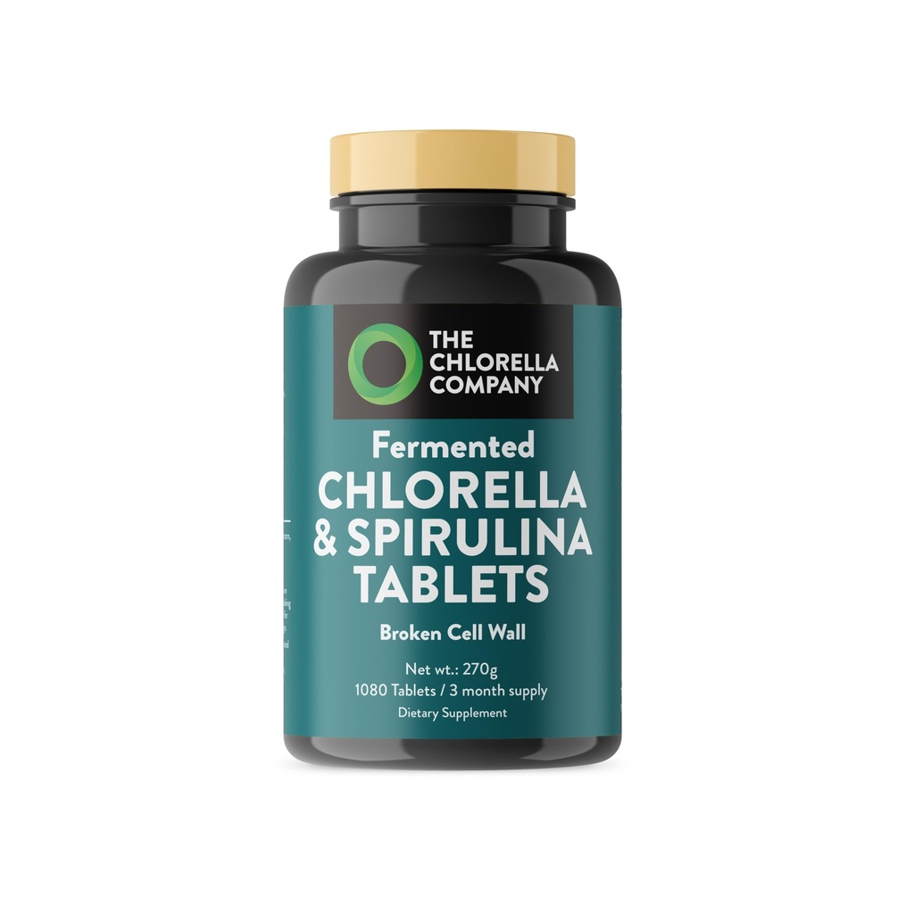 טבליות Chlorella & Spirulina, Chlorophyll, ירוק Superfood, Algae תוסף, מתכת כבדה Detox, Immune Support, Broken Cell Wall, 1350 טבליות, Non-GMO, טבעוני