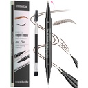 9708 2-Tip Double-ended Eyebrow Pen, 2in-1, עם Eyebrow Brush. חסימת מים והוכחה להזעה, Precise Liquid Brow, 5 גוונים, Long-Lasting (3#Dark Brown)
