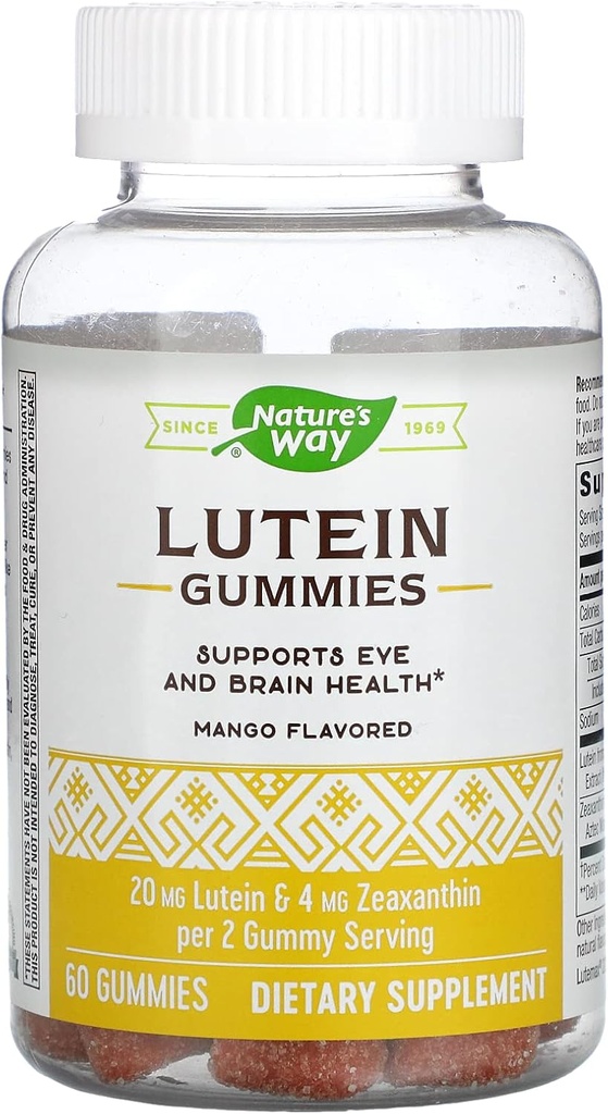 דרכו של Nature's Way Lutein Gummies with Zeaxanthin, Eye Health and Brain Function *, מנגו פלמורד, 60 הרוזן