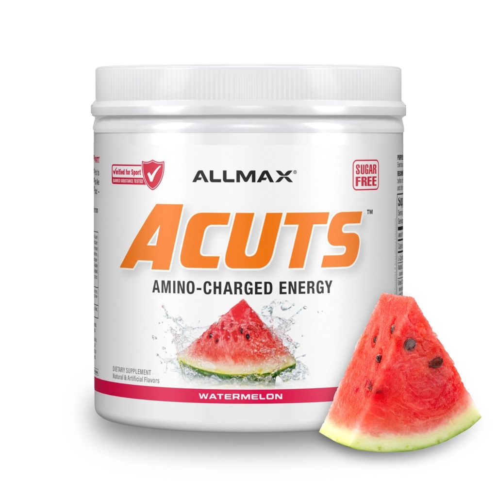 AllMAX Nutrition AMINOCUTS (ACUTS), Amino-Charged Energy Drink with Turine, L-Carnitine, Green Coffee Bean Extract, Watermelon, 30 משרתים