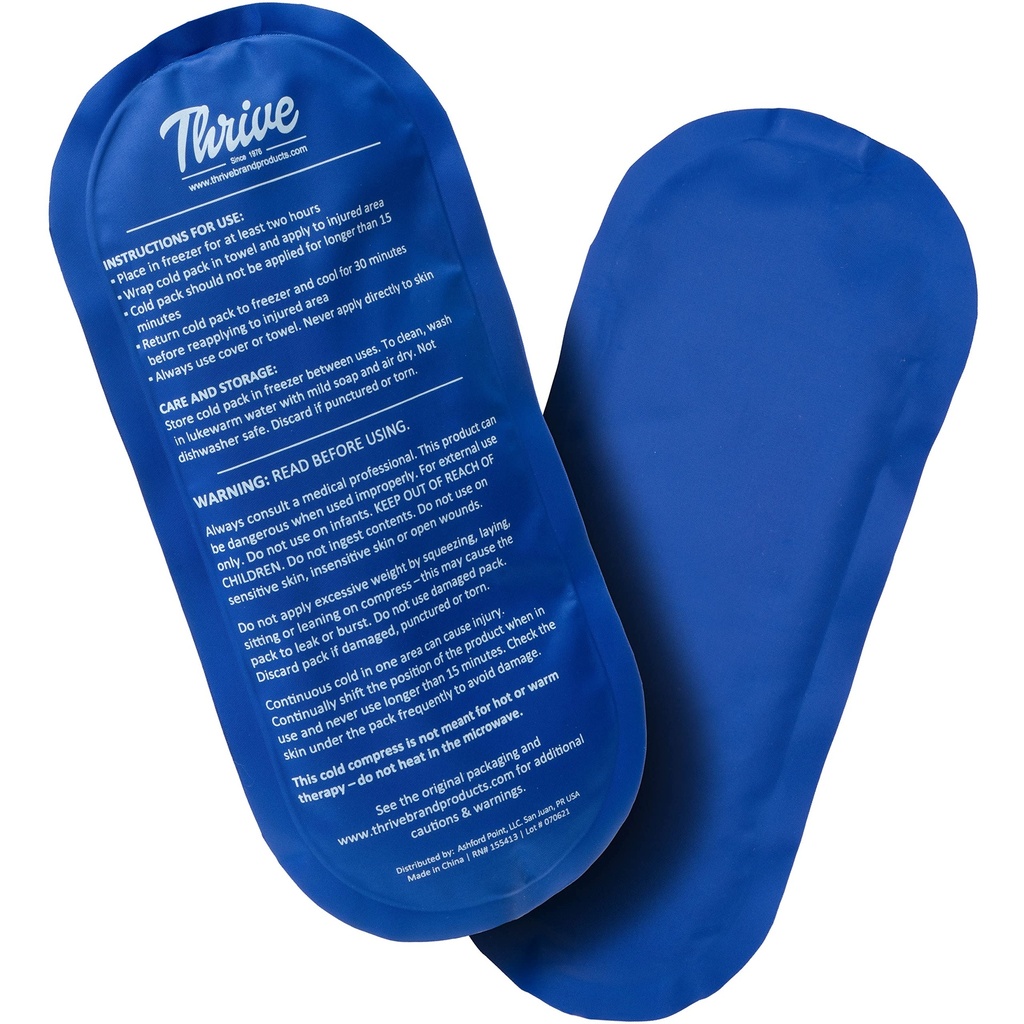 Thrive Reusable Ice Packs for Injuries - Long-Lasting Gel Ice Pack - Neck & Knee Gel Wraps - Cold Compresses for Injuries & Back Pain Relief - Regular 2-Count, Light Blue