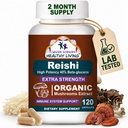 CanceR SCIENCES Reishi Wellness Mushrooms, USDA Certified Organic Mushrooms Extract, תוספת כוח 1,500 מ"ג, High Potency 40% Beta-Glucans, Immune Support, Anti-aging, 120 קפסולות