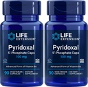 Life Extension Pyridoxal-5'-Phosphate Caps P5P 100 מ"ג, 90 קפסולות Veg (Pack of 2) - תוסף ויטמין B6 מתקדם