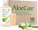 AloeCure USDA אורגני Aloe Vera Juice מיוצר בתוך 12 Hrs של קציר - תוסף טהור Aloe Juice Natural Digestive לתמיכה Digestion, Immune System ו Balanced Stomach Acidity, 18 x 500 מ"ל בקבוקים