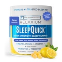 הירגעומים ישנים במהירות חניכיים, Sleep Aid Support, 5 מ"ג מלטונין, ויטמין D-3, טרוםביוטיקה ופרוביוטיקה בלנדר, Gluten & Drug Free, Lemon Flavor, 60 חניכיים