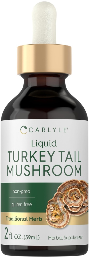 קרלייל תורכיה Tail Mushroom Extractic Tincture | 2 FL Oz | Vegetarian Drops | Non-GMO, Gluten Free Supplement