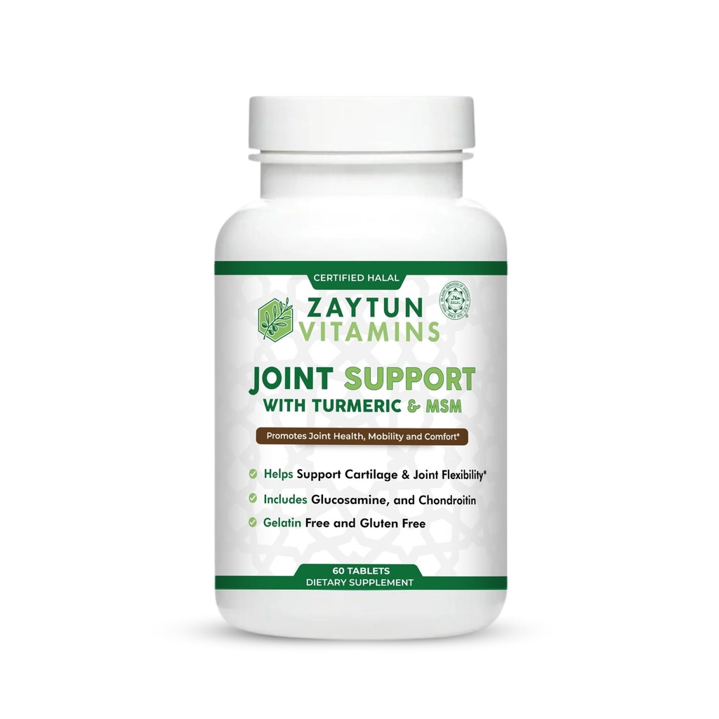 Zaytun Halal תמיכה משותפת עם Turmeric + Glucosamine, מקדם בריאות משותפת, גמישות ותמיכה ניידות, 1 חודש אספקה, No Gluten, No Gelatin, Made בארה"ב - הליאל ויטמינים