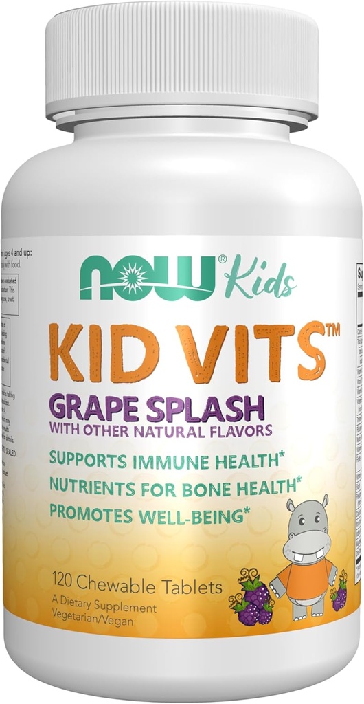 עכשיו ילדים תוספי מזון, Kid Vits Multivitamin, Grape Flavor, 120 טבליות Chewable