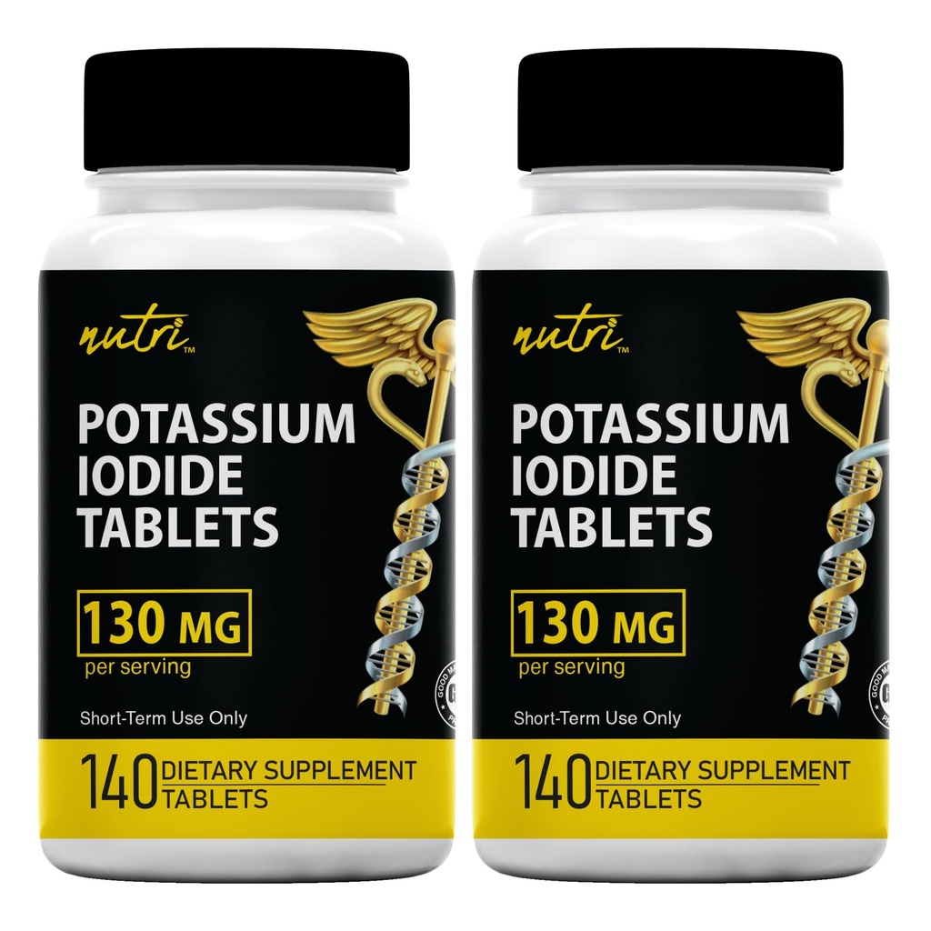 טבליות Potassium Iodide (Pack of 2) 130 מ"ג -280 טבליות EXP 10/2032 - YODO Naciente - KI Pills - Yoduro de Potasio - תוספי מזון