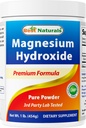 Best Naturals Magnesium hydroxide אבקת - 380 מ"ג של מגנזיום אלמנטרי לשרת - 454 משרתות לכל קוטאינר - 1 פאונד