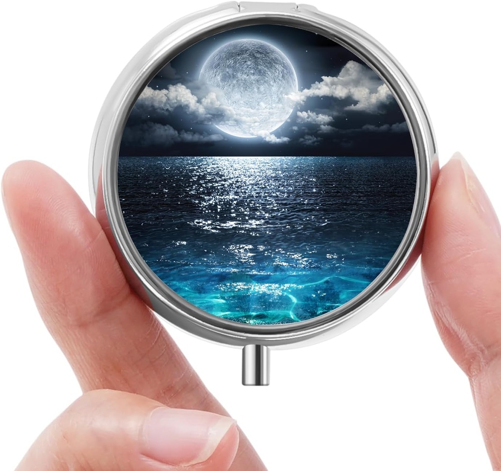 Mini Pill Box, Small Pill Box, Portable Pill Box, Sweet Pill מארגנת עבור ויטמינים, תרופות, שמן דגים ותוספים (Beautiful Starry Sky)