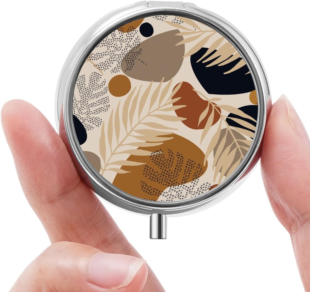 Mini Pill Box, Small Pill Box, Portable Pill Box, Sweet Pill Organer עבור ויטמינים, תרופות, שמן דגים ותוספים (Foliage)