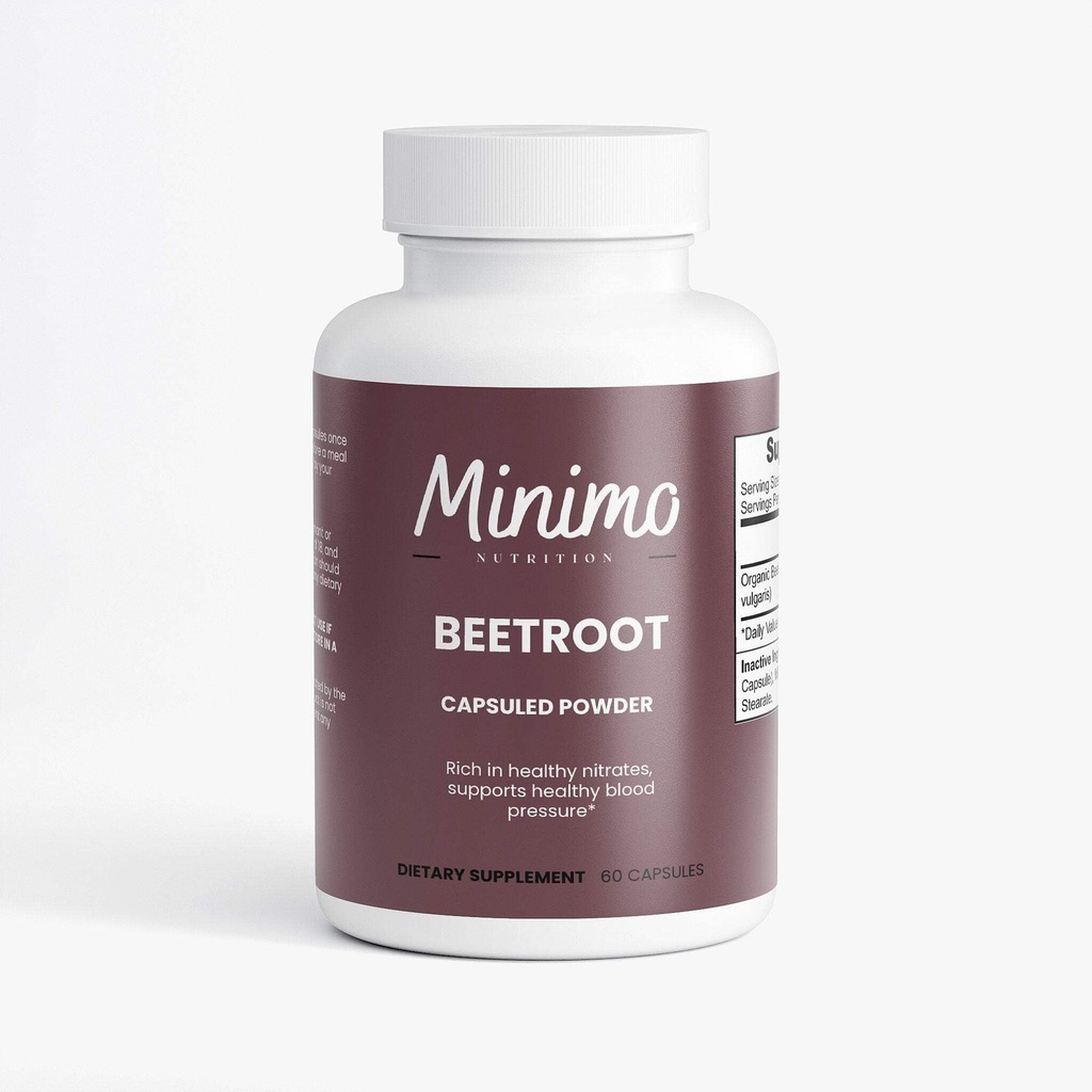 Organic Beetroot Capsuled Powder, 3rd Party Tested, Natural Nitric Oxide Booster, Superfood Plant-Based Beetroot Ingredient for Stamina, Circulation - 100% Natural, Vegan, 60 Capsules