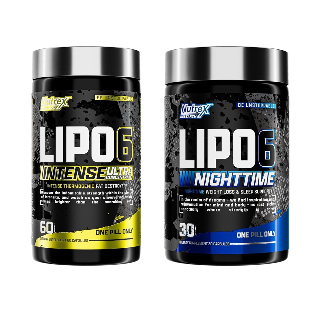 Nutrex Research Lipo 6 Intense ו- Nighttime AM/PM Bundle