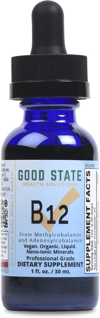 Good State Ionic B12, Men and Women's Liquid Nano Ionic Dietary תוסף, 1 אוונסבק